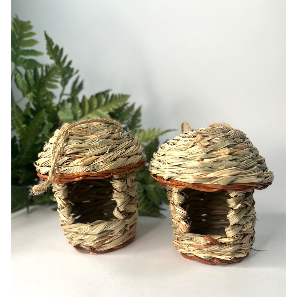 Hanging Bird House Garden Decors Grass Bird Hut Lot of 2